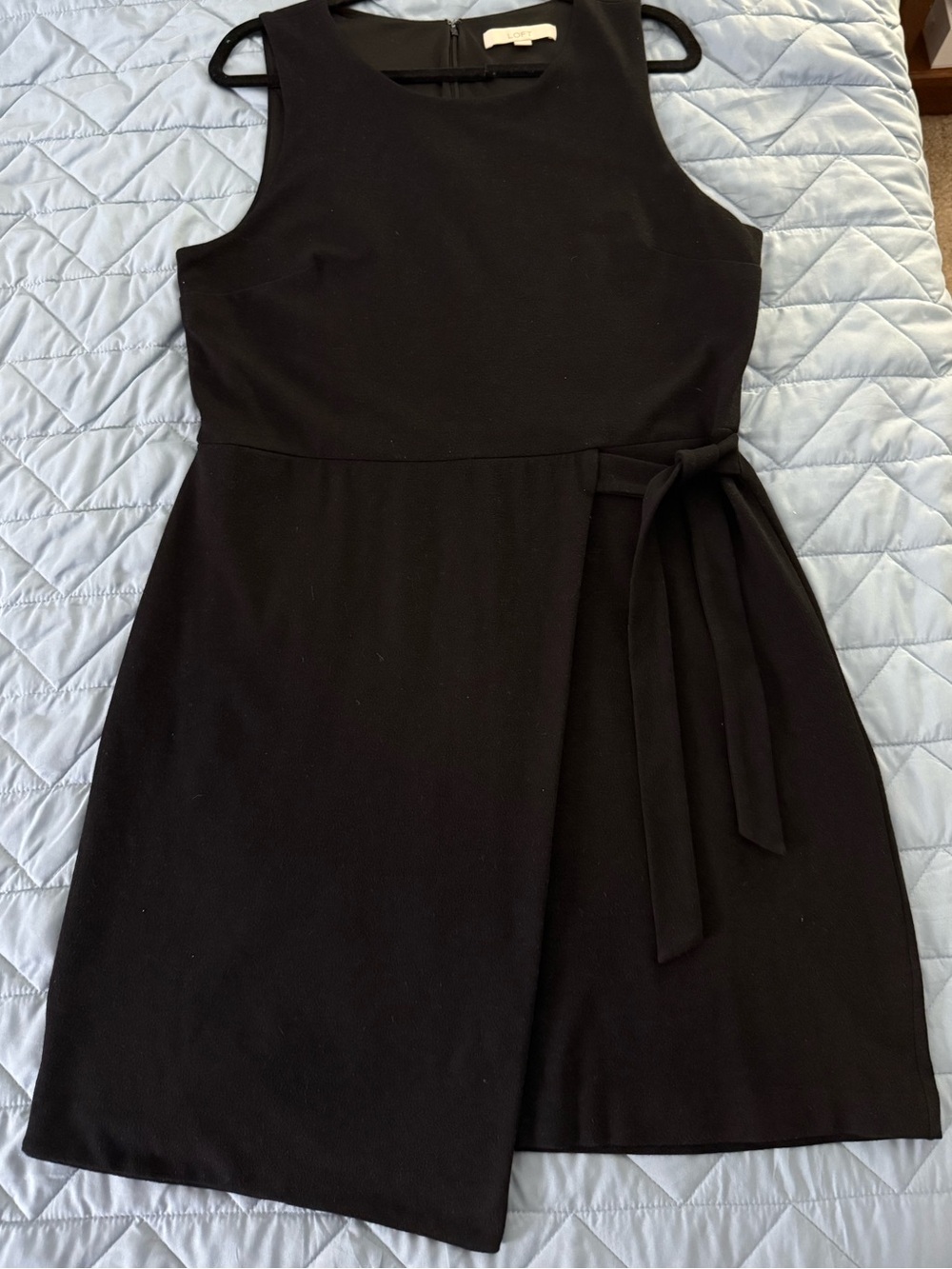 LOFT Black Sleeveless Wrap-Detail Mini Dress